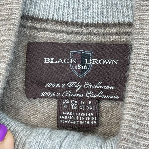 BLACK BROWN Men XL Tan 2 Ply Cashmere Soft Cozy Quarter Zip Up Sweater Mock Neck - Picture 6 of 10